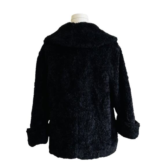 LAL Coat Black Faux Fur Teddy Shawl Collar Pockets Jacket Coat Size Large NEW - Picture 5 of 13